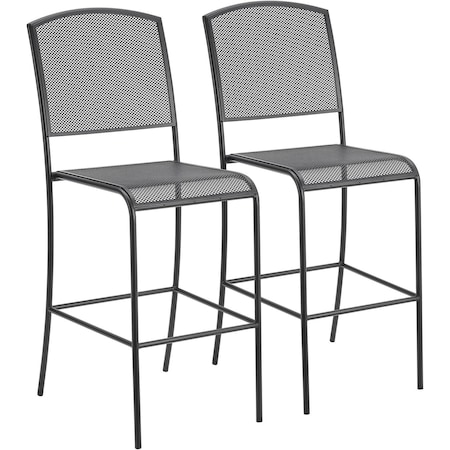 Global Industrial Interion Outdoor Bar Stool, Steel Mesh, Black, 2PK 262089